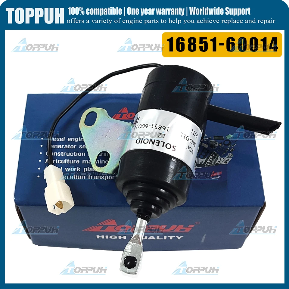 Stop Solenoid 12v 16851-60014 For Kubota G1900 G1900S GF1800 GF1800E D722 Engine