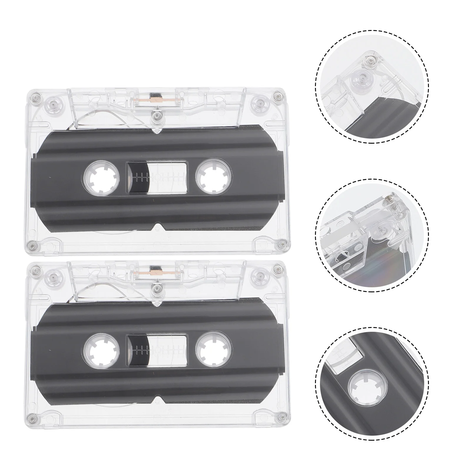 2 Pcs Audio Tape Blank Tapes Cassette 30 Min Recording Time Plastic Voice Cassettes Office Clear Duct