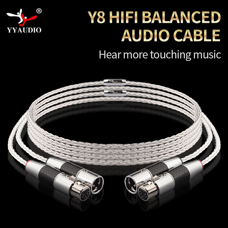 YYAUDIO 1 Pair Hifi XLR Cable Pure 7N OCC Silver-Plated Audio Cable With Carbon Fiber 3pins XLR Balanced Cable xlr Connector