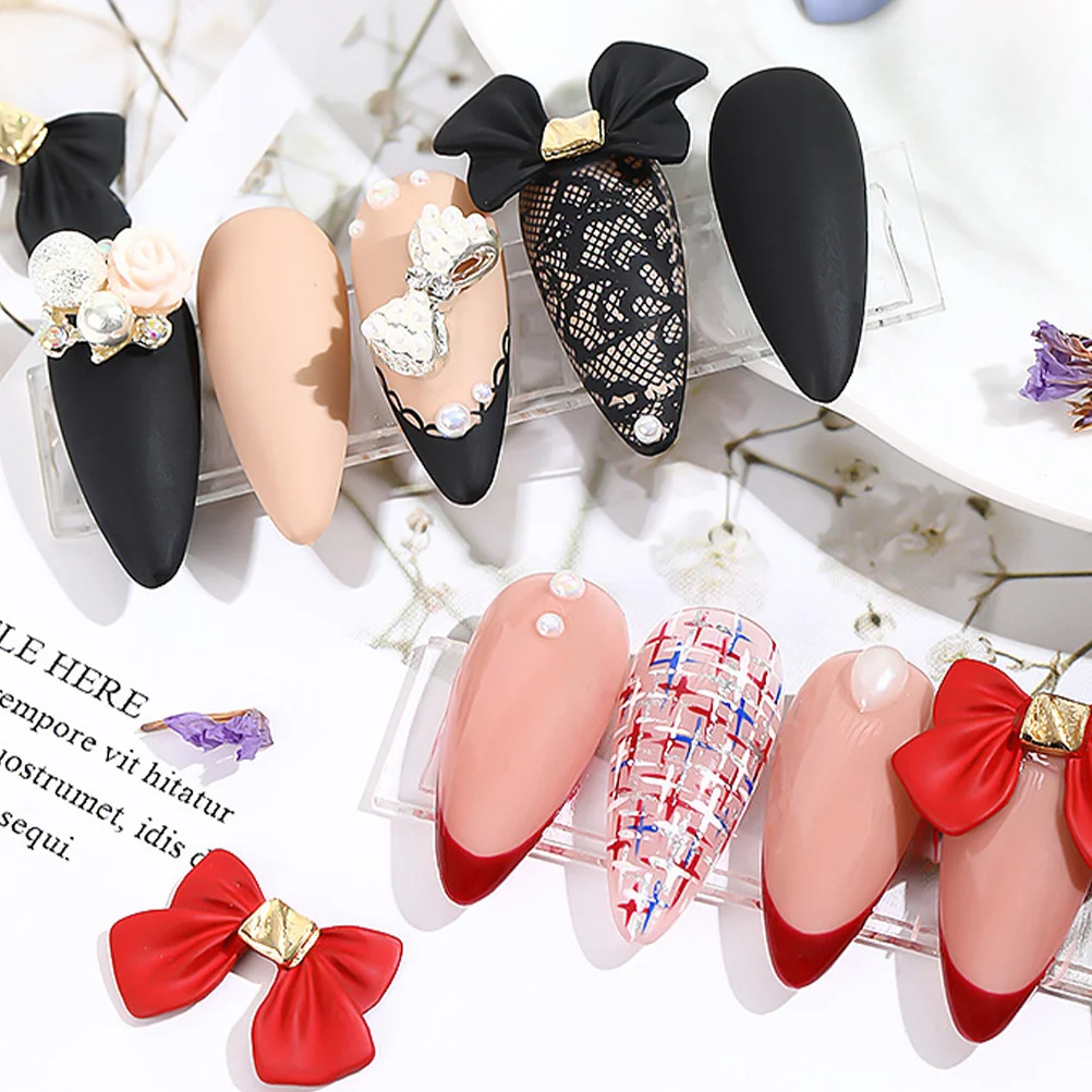 

6pcs Bowknot Nail Art Decor Durable High Quality Material Manicure DIY Decor Elegant Creative Design Nail Bowknot Decoration