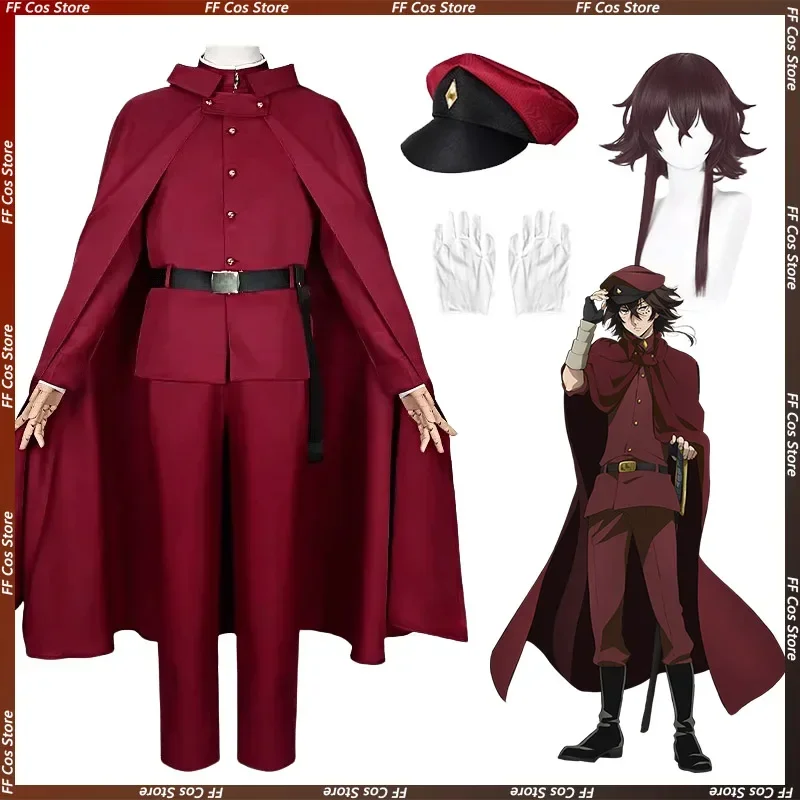 Tecchou Suehiro Cosplay Bungo Stray Dogs Suehiro Tecchou Cosplay Costume Uniform Cloak Wig Suit Halloween Costumes Clothes