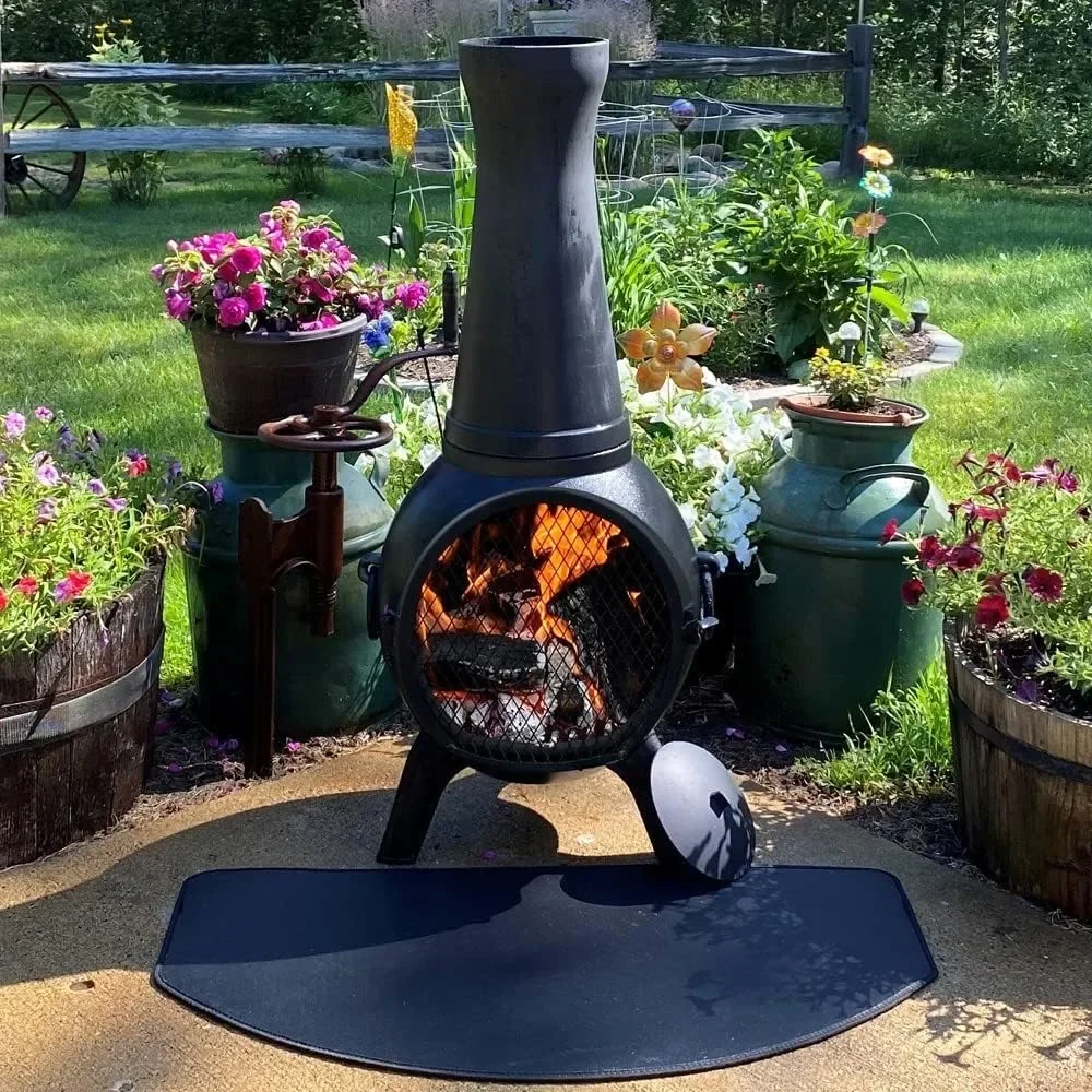 

Prairie Fire Chiminea Wood Burning Outdoor Fireplace Cast Aluminum Fire Pit for Deck Or Patio
