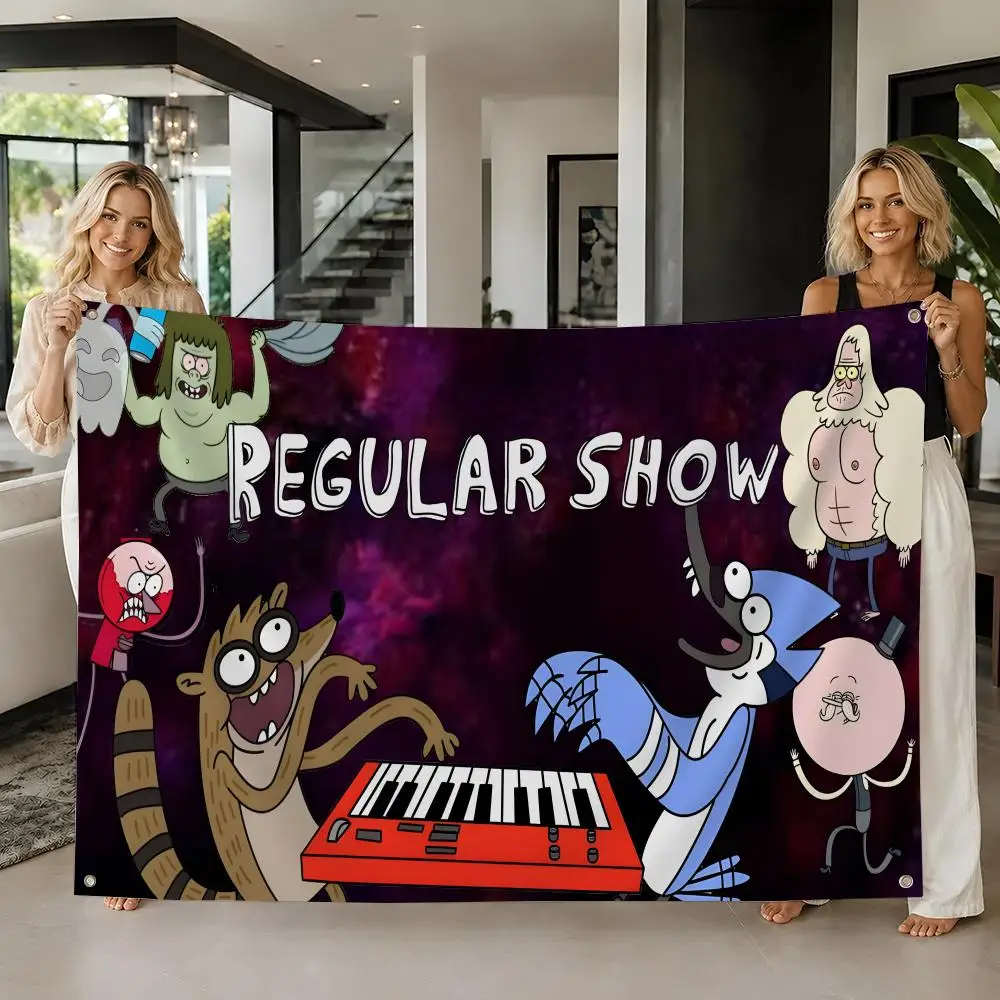 Cartoon Regular Show Flags flag For Room Dorm Camping Picnic Art Style Garage Bar wall Decoration Banner
