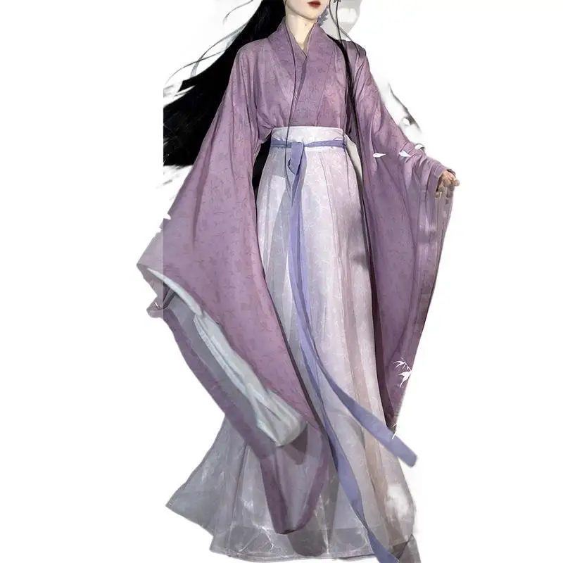 

Женский костюм Hanfu больших размеров, древний китайский традиционный комплект Hanfu, женский костюм для косплея, наряд для вечеринки, летнее танцевальное фиолетовое платье Hanfu