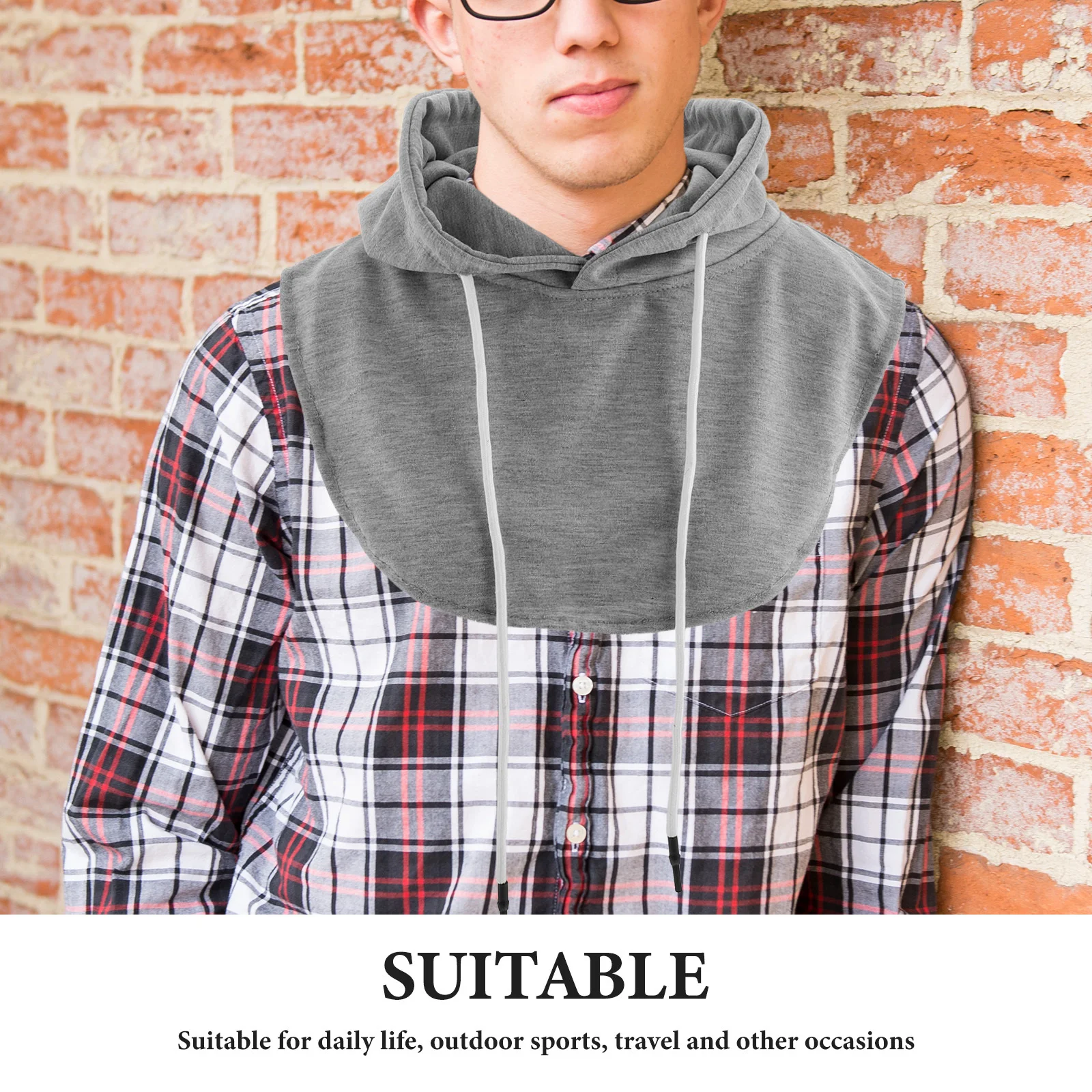 بلوزة بغطاء للرأس وياقة قميص مزيفة قابلة للفصل للرجال والنساء برقبة صناعية وإكسسوارات طبقات شتوية بديلة #4