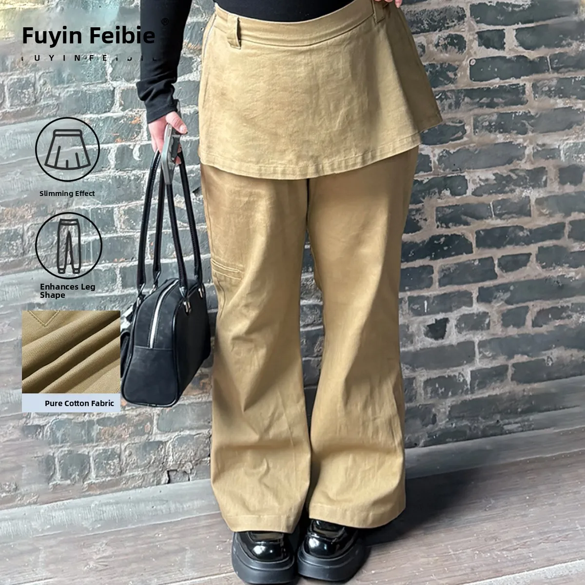 

plus Size Women's Casual High Waist Cotton Jeans Spring Faion Slimming Loose Micro Flare Trendy Girls Pants Skirts