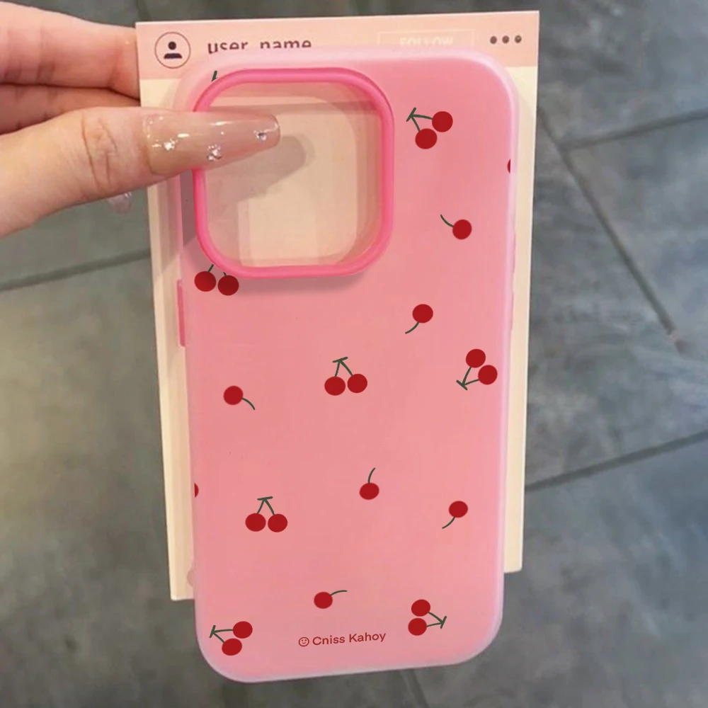 Für Samsung Galaxy S21 S26 S25 S24 S23 S22 Ultra Plus FE Hülle Einfache Kirschmuster Niedliche Abdeckung Für A37 A36 A54 A55 A56 Bonbonfarben Funda – Detail 7