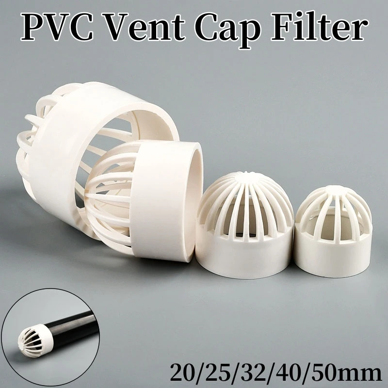 1/2Pcs White 20~50mm PVC Breathable Cap Aquarium Fish Tank Permeable Screen Filter Drain Pipe Pervious Cap Water Pipe Connectors