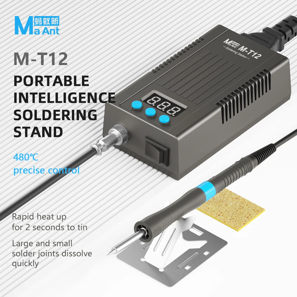 

MaAnt M-T12 Умный портативный комплект паяльника со светодиодным дисплеем 2s, быстрый нагрев 350 ℃ Инструмент для ремонта телефонов противоскользящей конструкции