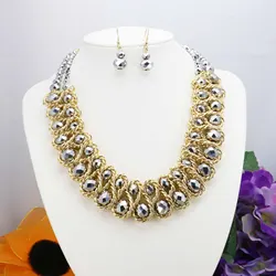 Special Offer Navy Blue Crystal Glass Beads Wholesale Necklaces&Earrings DIY Sets Christmas Gifts For Women Girls Jewelry Making