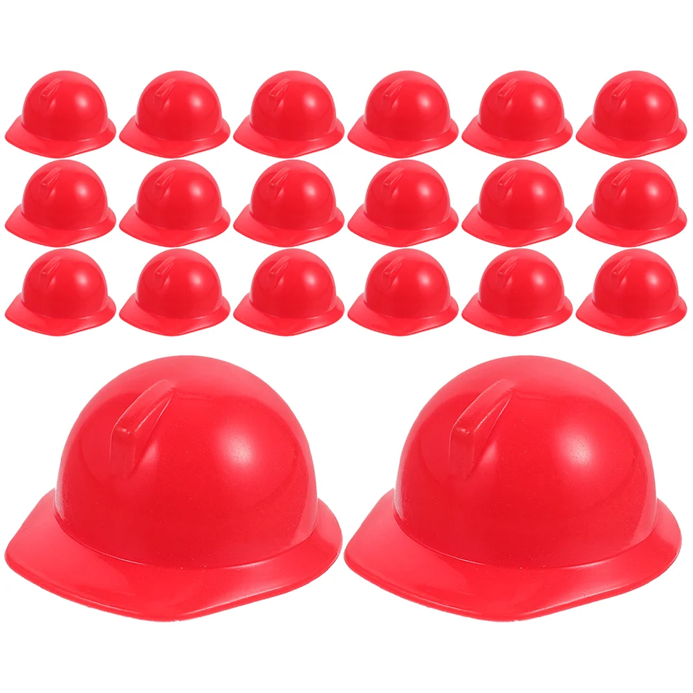 20 Pcs Miniature Toy Child Hard Hat Dolls Hats Abs Construction Safety Helmets