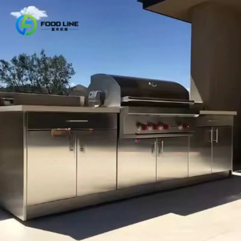 Unique Outdoor Stainless Steel Kitchen Design Waterproof BBQ Kitchen France Style Outside Kitchen Set Customized