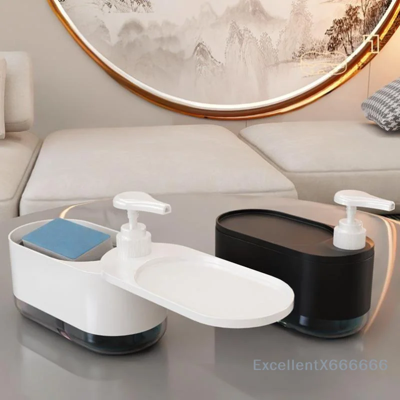 Prensa líquida para lavar louça, prensa manual, caixa de sabão, sabonete para as mãos e prato, dispensador de detergente para pia de cozinha