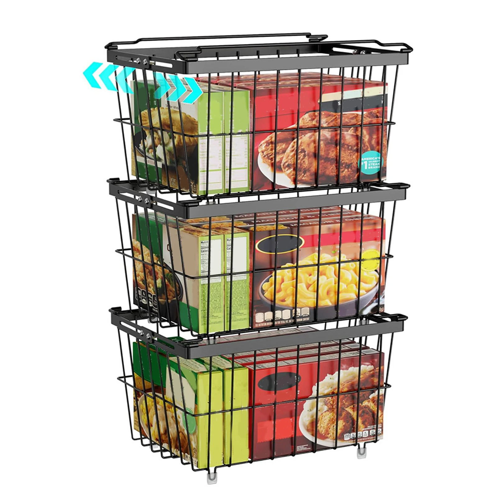 Stackable Metal Baskets Set for Food Organization