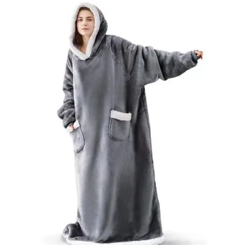 بطانية بغطاء للرأس كبيرة الحجم، بلوفر بطانية بقلنسوة سميكة للغاية، بطانية بغطاء للرأس للأزواج، رداء مريح مقاوم للبرد في الهواء الطلق