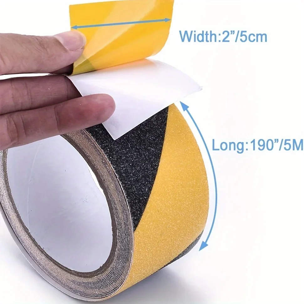Anti Slip Safety Grip Tape Non Skid Tread Safety Tape With High Traction Grit Yellow & Black Marking Self-Adhesive Tape Hazard