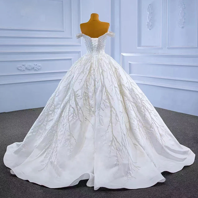 Crystal Pleat Wedding Dresses 2026 Customized Ball Gown Sequined Prom Dress V-neck Dresses For Veiled Women