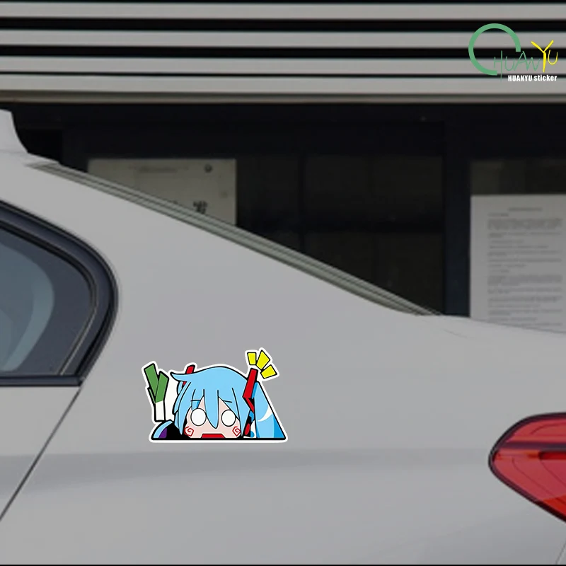 Cartoon Anime Green Hair Girl Take Scallions Reflective Car Stickers Motorcycle Auto Moto Body Helmets Tank Accessories Decal