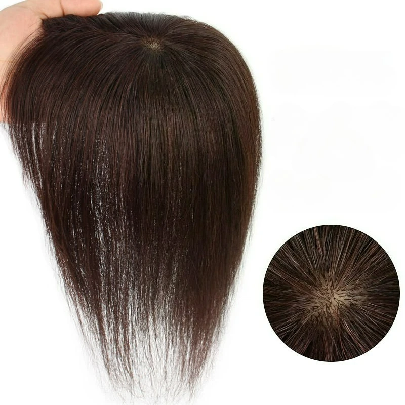 

Size 12X12cm Human Hair Women Straight Hair Piece For Ladies Hair Loss Volume Women Topper Quickly Cover Gray Hair Three Colors
