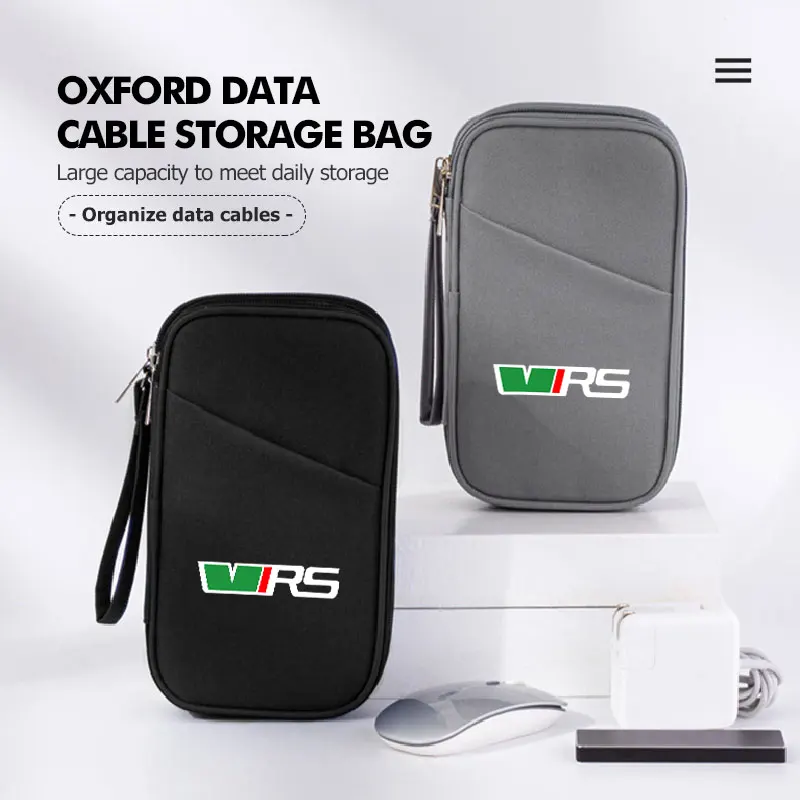 Сумка для хранения кабеля для передачи данных, внешний аккумулятор, U-диск, дорожная сумка для наушников Skoda Octavia 2 3 Rapid Kodiaq Karoq Fabia Kamiq Superb MK3