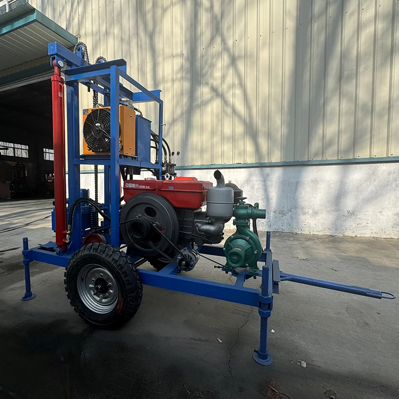 Agricultural Irrigation Portable Small Machine Deep 100m 150m 200m 25HP Diesel Hydraulic Water Well Drilling Rig