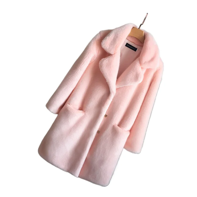 

Новое зимнее пальто из искусственного меха норки, женское среднее и длинное молодежное модное пальто, утолщенная теплая куртка, темперамент