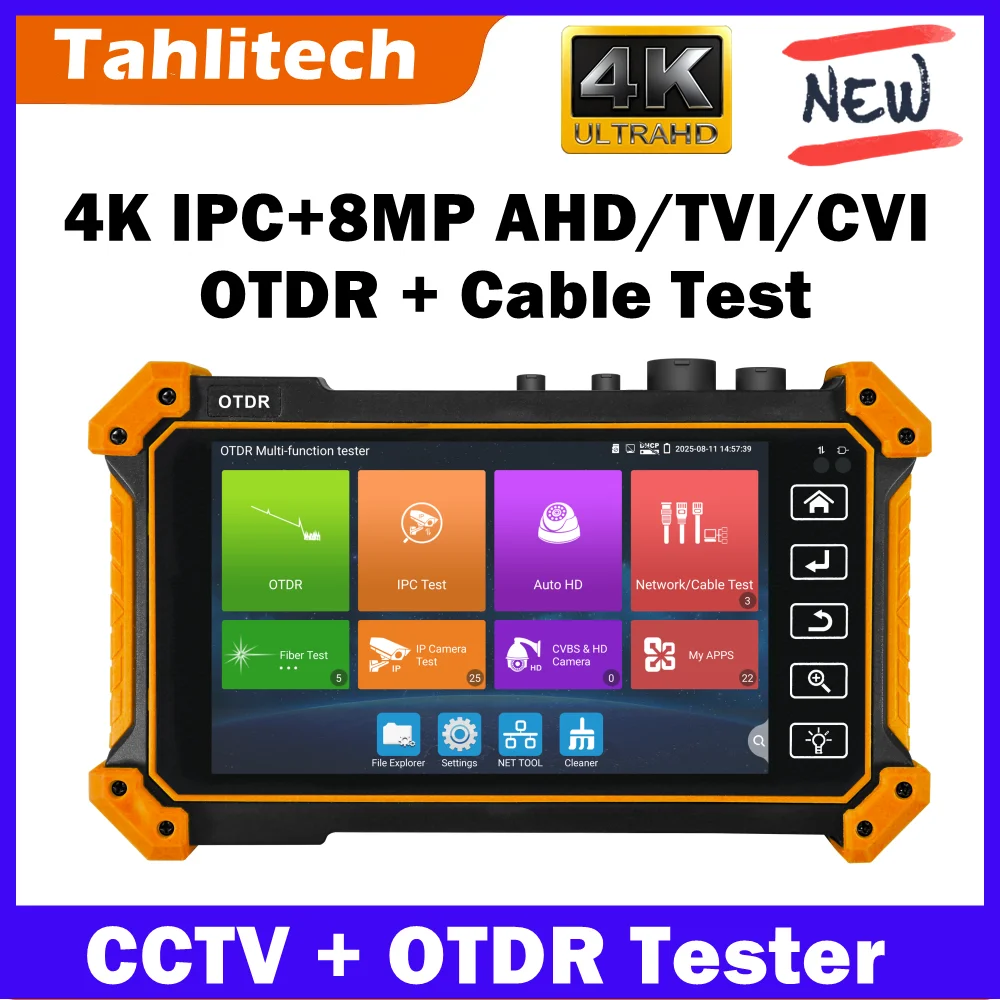 Tahlitech MT-5510 CCTV IPC Tester OTDR Test 8MP TVI CVI AHD camera testing Fiber length test Event Map Network cable tester