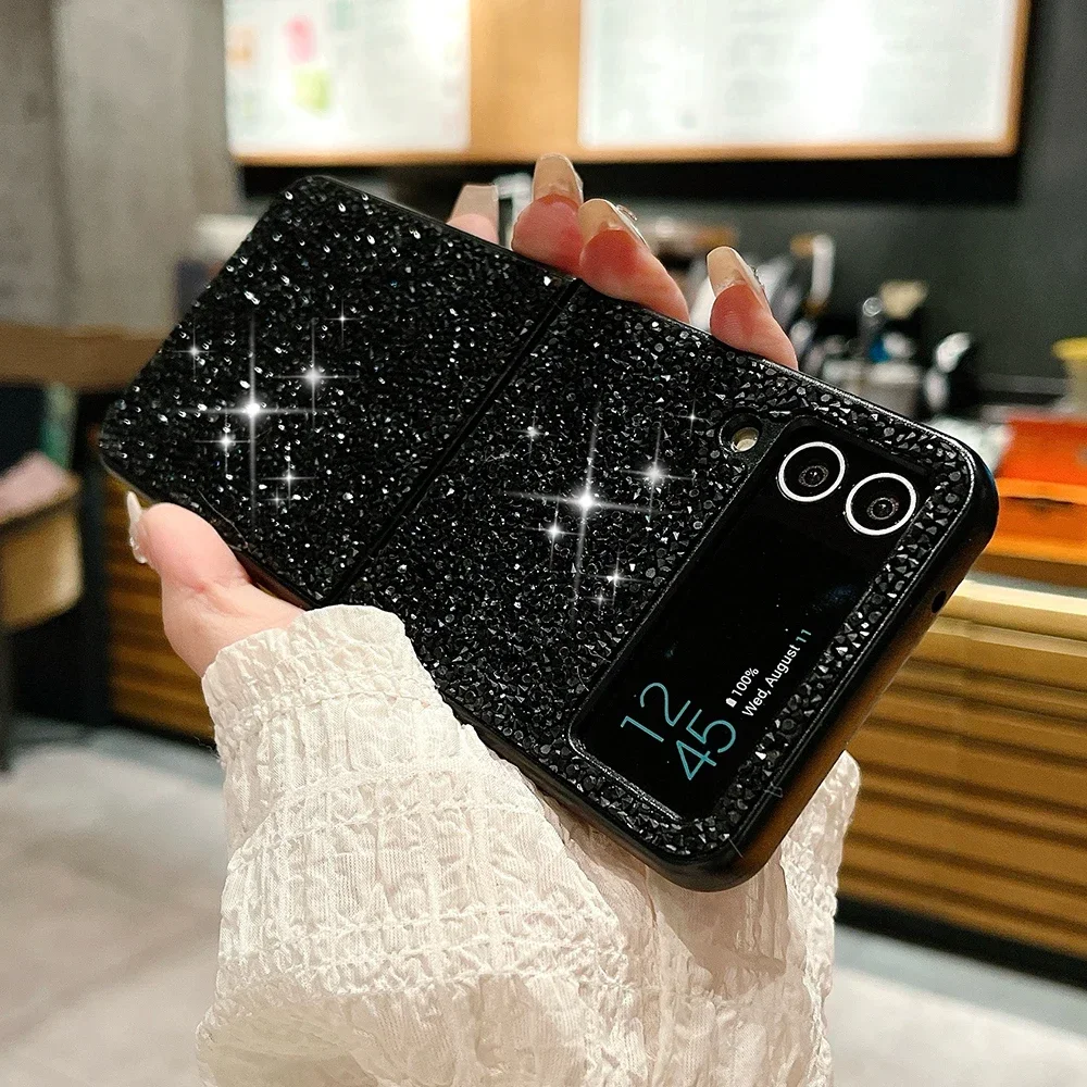 Роскошный чехол для телефона со сверкающими бриллиантами и стразами для Samsung Galaxy Z Flip 6, 5, 4, 3, 5G, ультратонкий противоударный защитный мягкий чехол