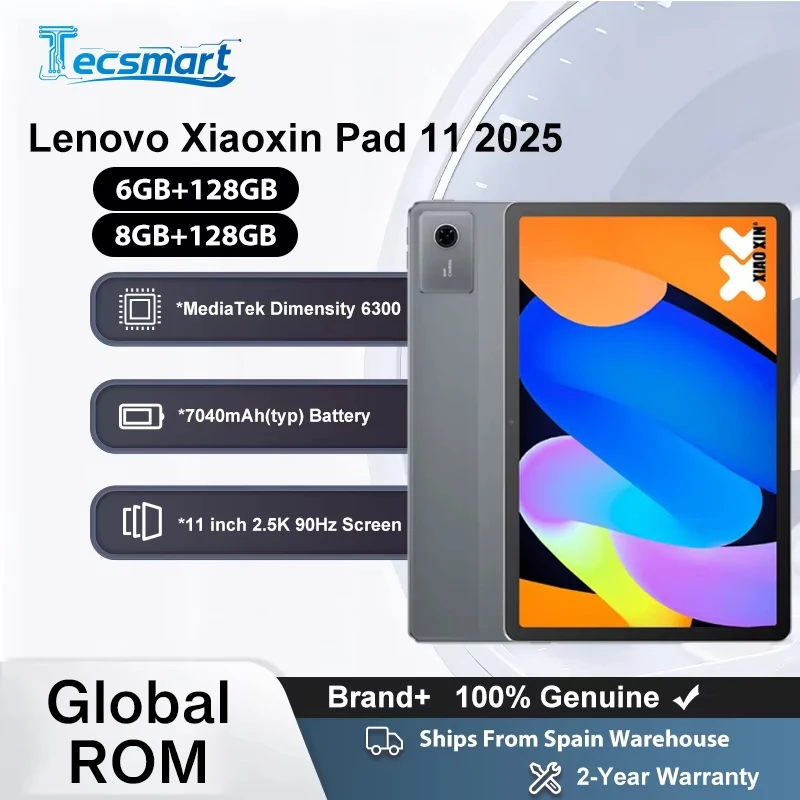 Tablet - ROM Global Lenovo Xiaoxin Pad 11 2025 MTK Dimensity 6300, Pantalla de 11 Pulgadas 2.5K 90Hz, Batería de 7040mAh, Cámara Trasera de 8MP, WIFI, Android Pads