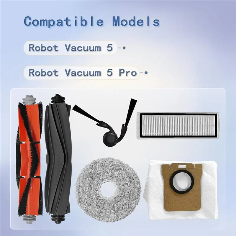 

ABBK-Replacement Accessories For Xiaomi Robot Vacuum 5 5 Pro Replacement Parts, Main Side Brushes HEPA Filters Mop Bags
