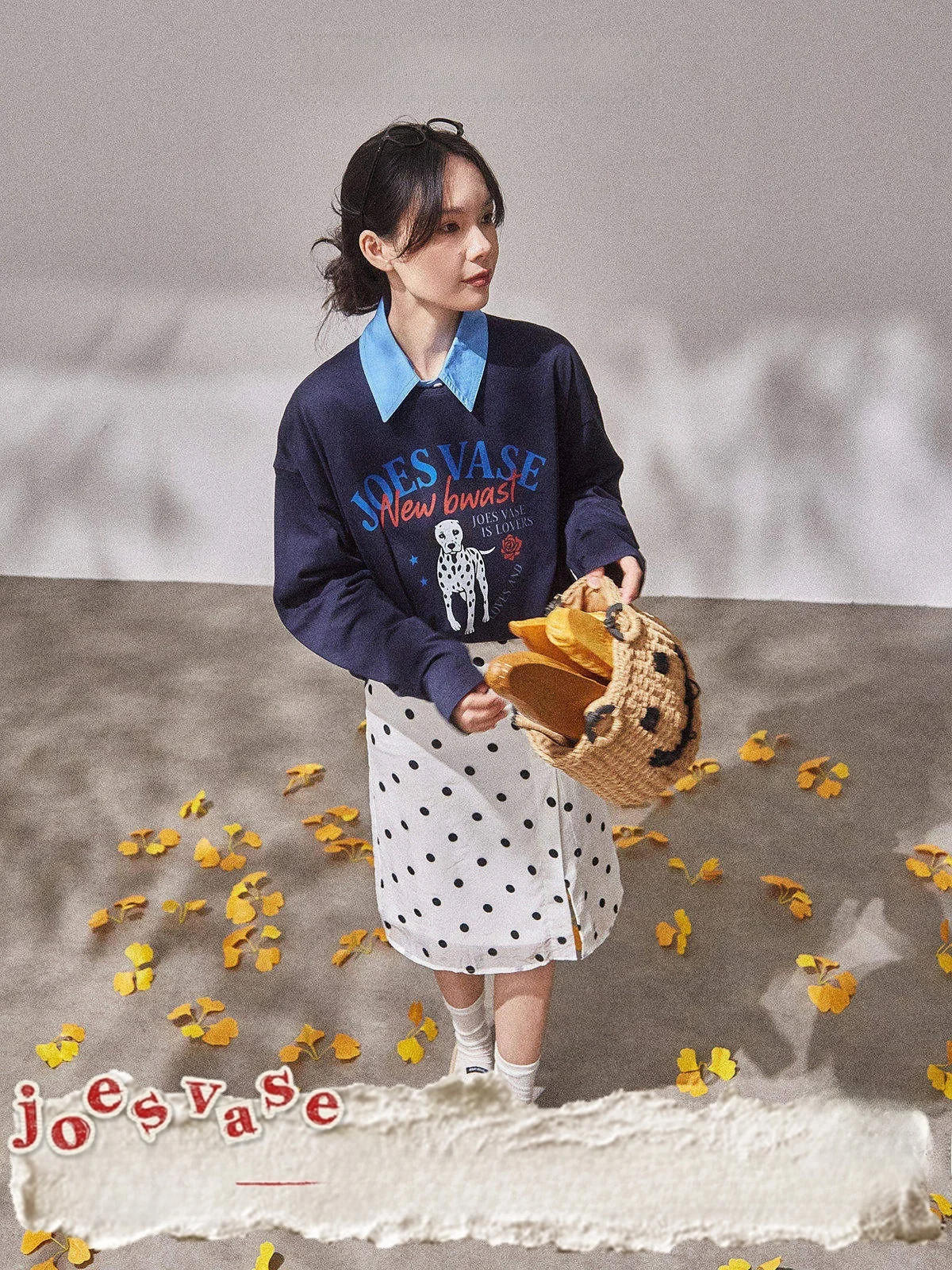 

Loose Long Sve T-irt Women's Sle Commute Trendy Blue Night Flower Vase High Quali Casual Faionable Slimming