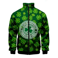 Chaqueta Popular del Día de San Patricio irlandés para hombre y mujer, abrigo de Hip Hop de manga larga, Sudadera con capucha Harajuku con estampado 3D, ropa nueva