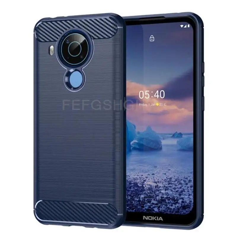 Capa For Nokia 5.4 Brushed Carbon Fiber Soft Silicone Case For Nokia 2.2 4.2 3.4 5.3 6.2 7.2 8.3 5.4 Magnetic Ring Stand Cover