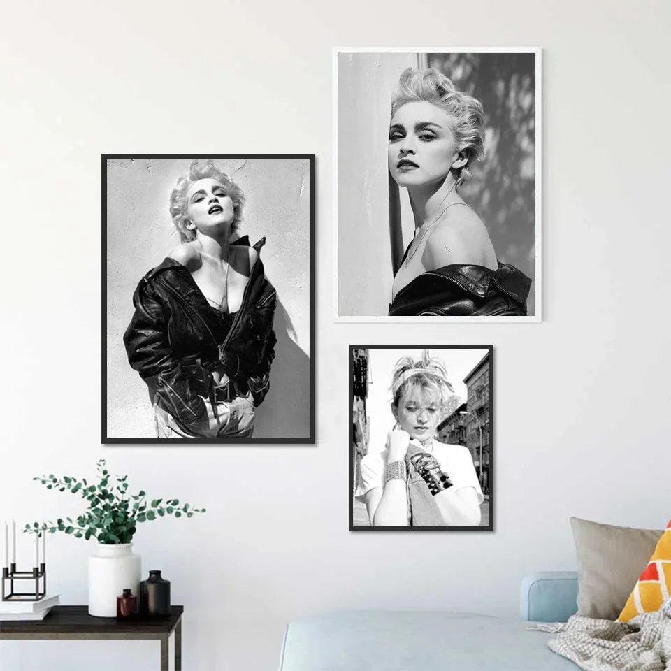 Posters and Prints Madonna Famous Music Singer Black White Photo Star Actress Canvas Art Pictures For Living Room Decor