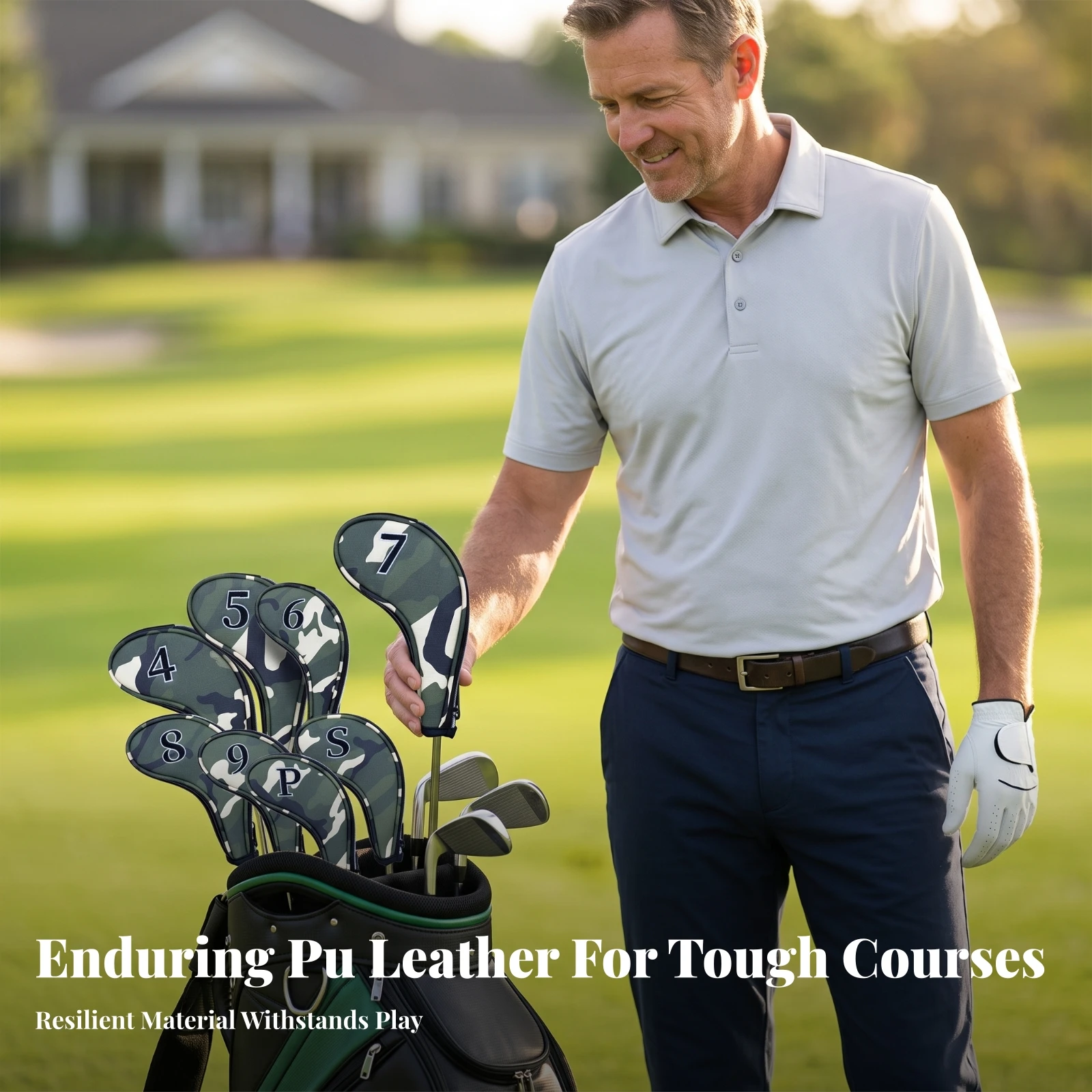 9 Pieces Golf Iron Headcover with Zipper Fitted Golf Iron Headcover Stain-Resistant Soft for Golfers, Travel
