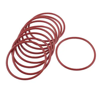 赤いゴム製Oリング、ガスケット、ワッシャー、オイルシール、53mm x 2.5mm x 48mm、10x