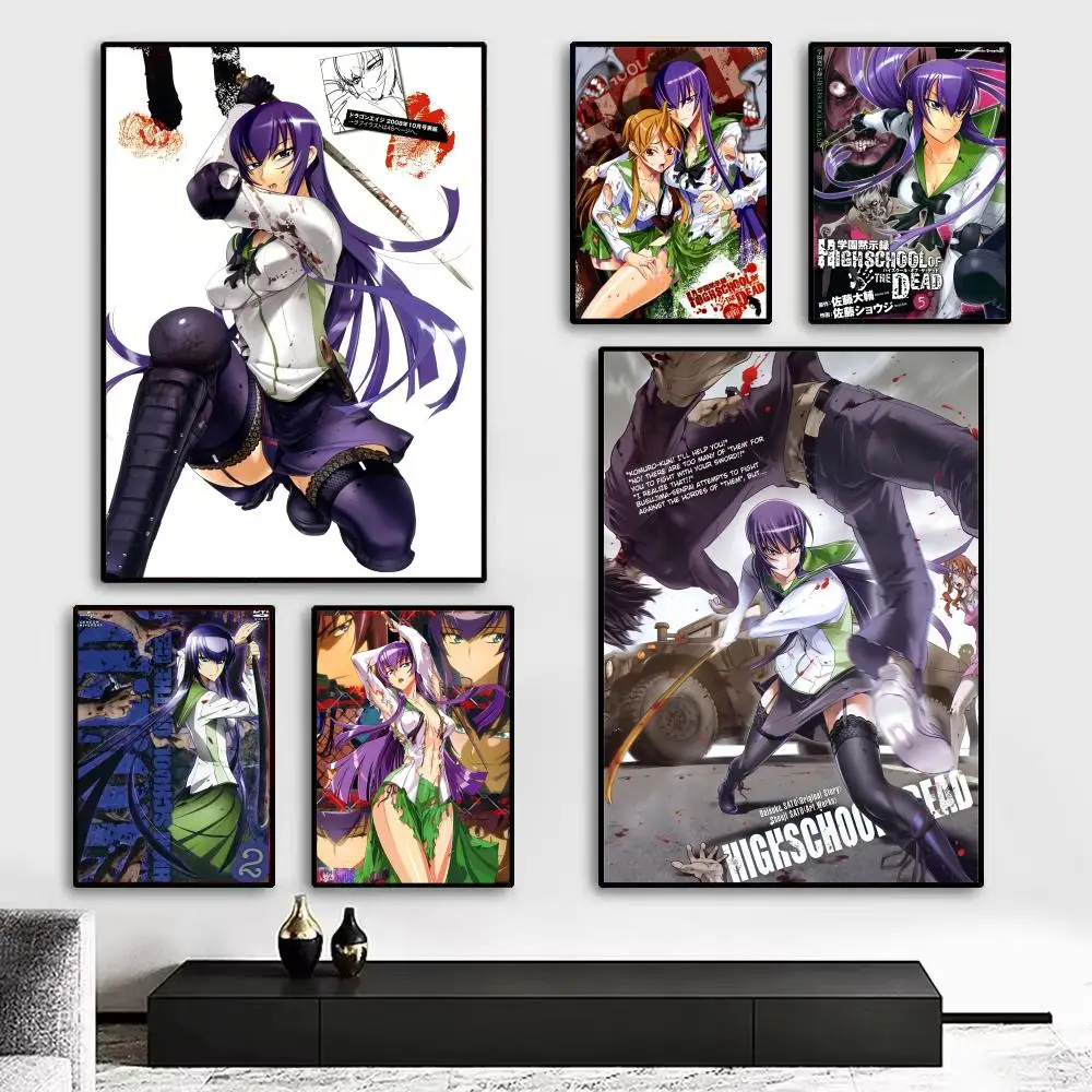 Anime H-Highschool Of The Dead Poster Kunstdruck Wanddekoration, ideal für Wohnzimmer, Schlafzimmer, Bar, Salon und als Geschenk für zu Hause