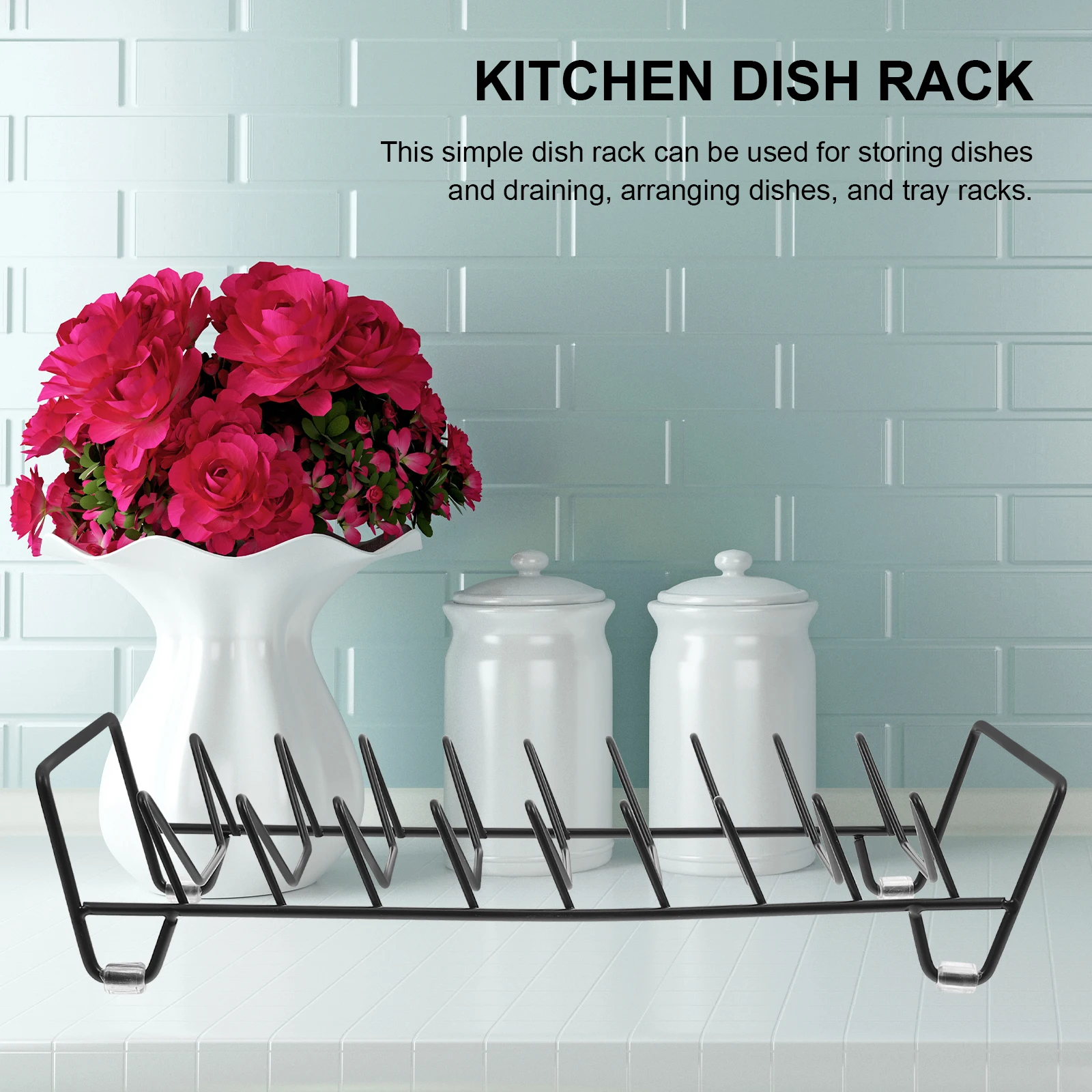 

High Carbon Steel Dish Drainer Tray Rack Kitchen Storage ganizer Black Multi Function Plate Pan Drying Rack Large Capacity Space