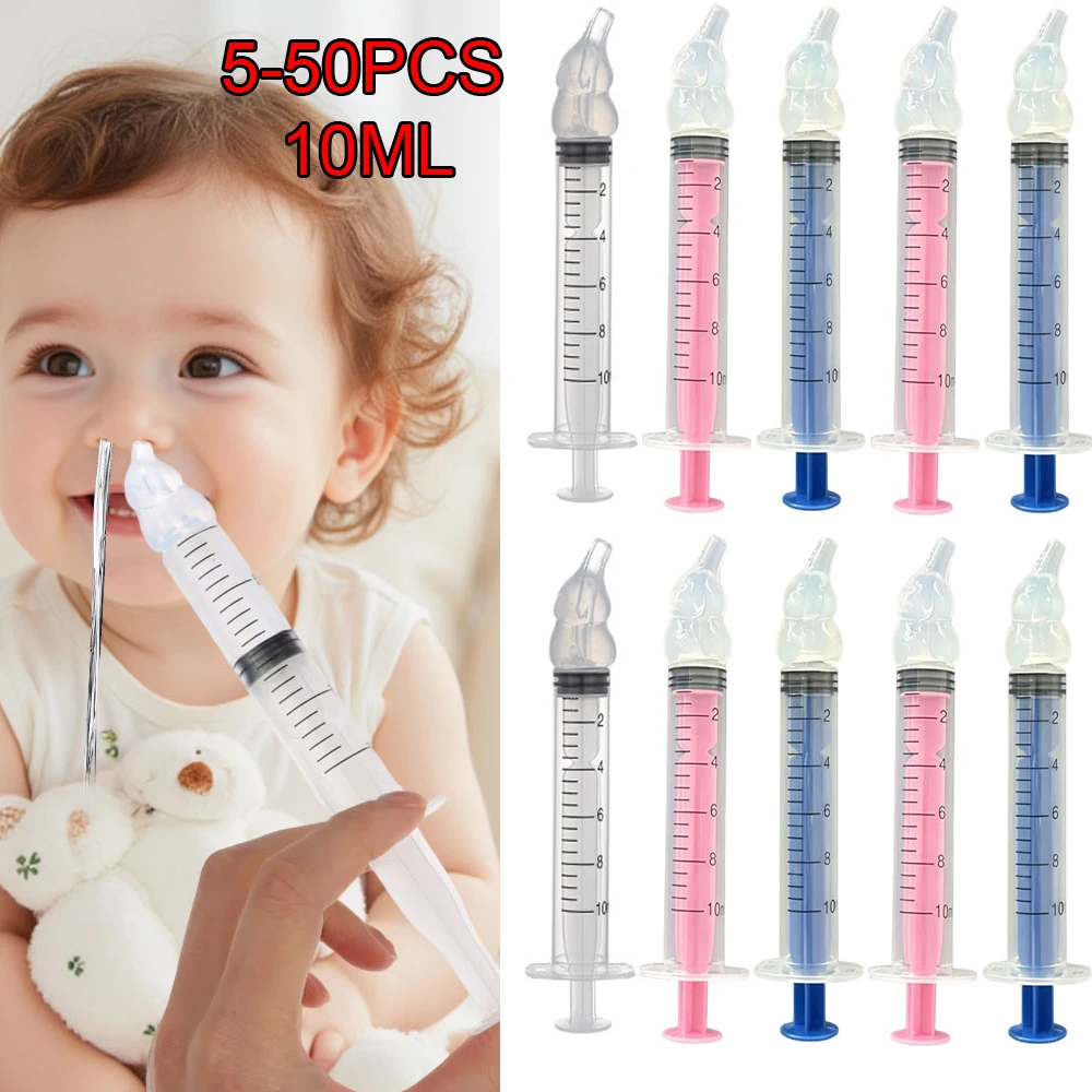 5-50pcs Needle Tube Baby Nasal Washer Silicone Nasal Suction Device for Children and Infants Baby Nasal Irrigation Nose Cleaner