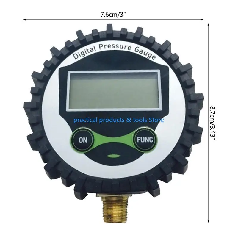 77JB 0-200PSI عالي الدقة مقياس الضغط الإطارات الإطارات مقياس ضغط الهواء مقياس ضغط الهواء على ودالة زر خفيفة الوزن