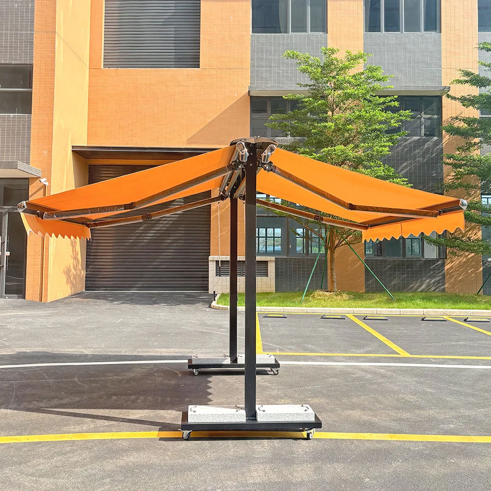 Modern Double Side Aluminum Electric Butterfly Awning Custom Foldable Sunshade Parasol Umbrella Outdoor Restaurant Patio Garden