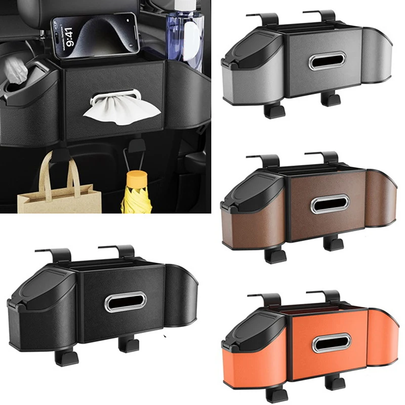 7 In 1 Car Seat Back Cup Holder Storage Box Tissue Box With Hook Auto Backseat Organizer Car Phone Holder For Auto Interior