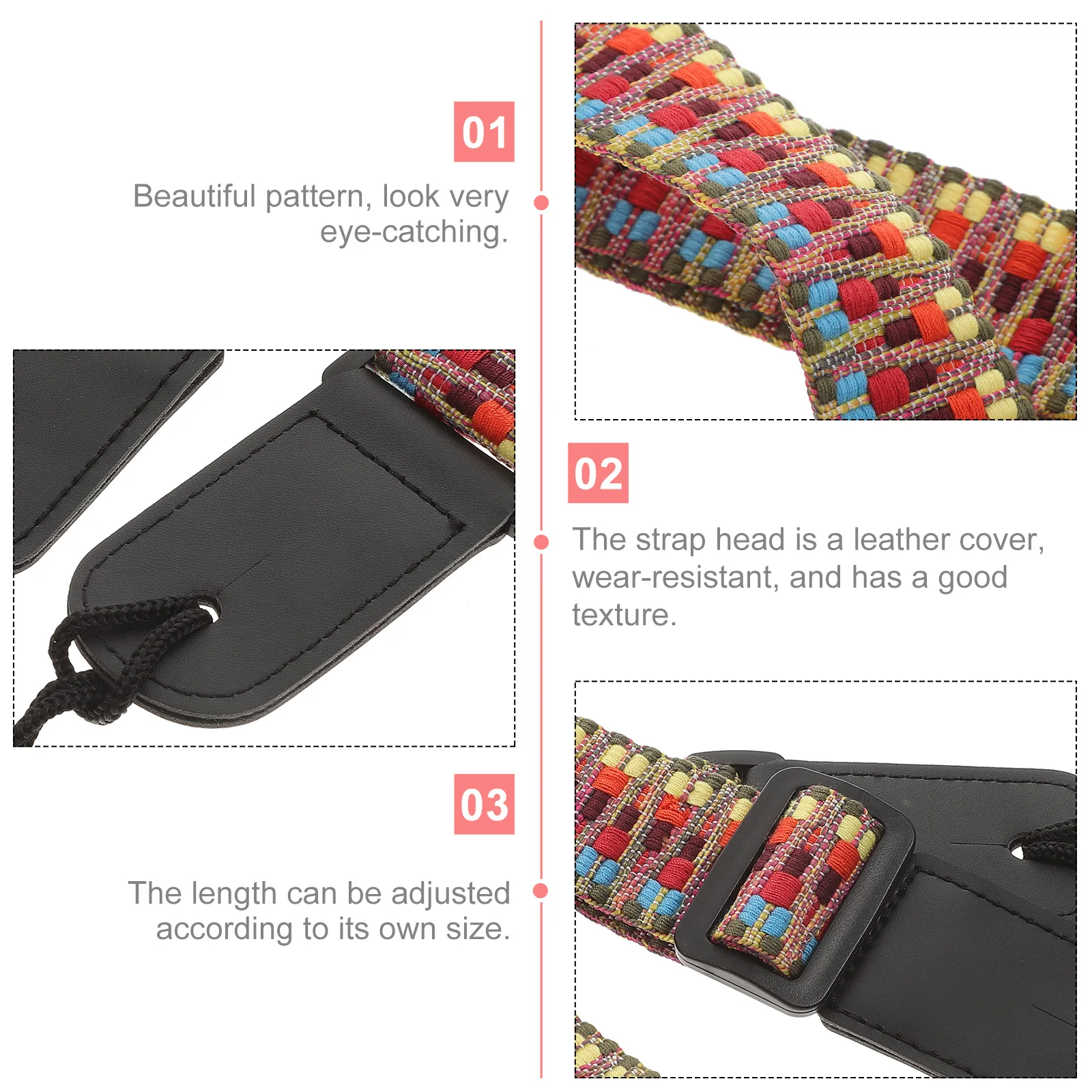 

Ukulele Strap Adjustable Guitar Belt Instrument Accessories Cotton Shoulder Supplies Neck Printing