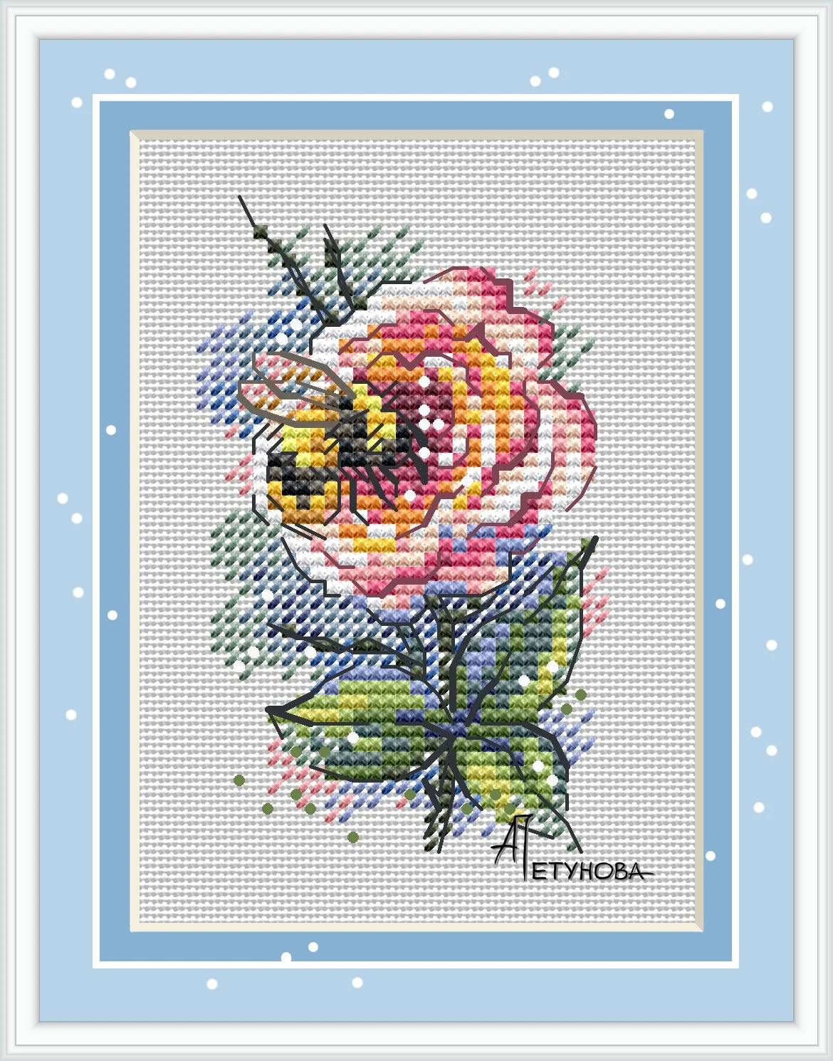 Bumblebee - Rose Cross Stitch Sets, Chinese Embroidery Needlework Kits, 15-18, 16CT, 14CT, 18CT, DIY