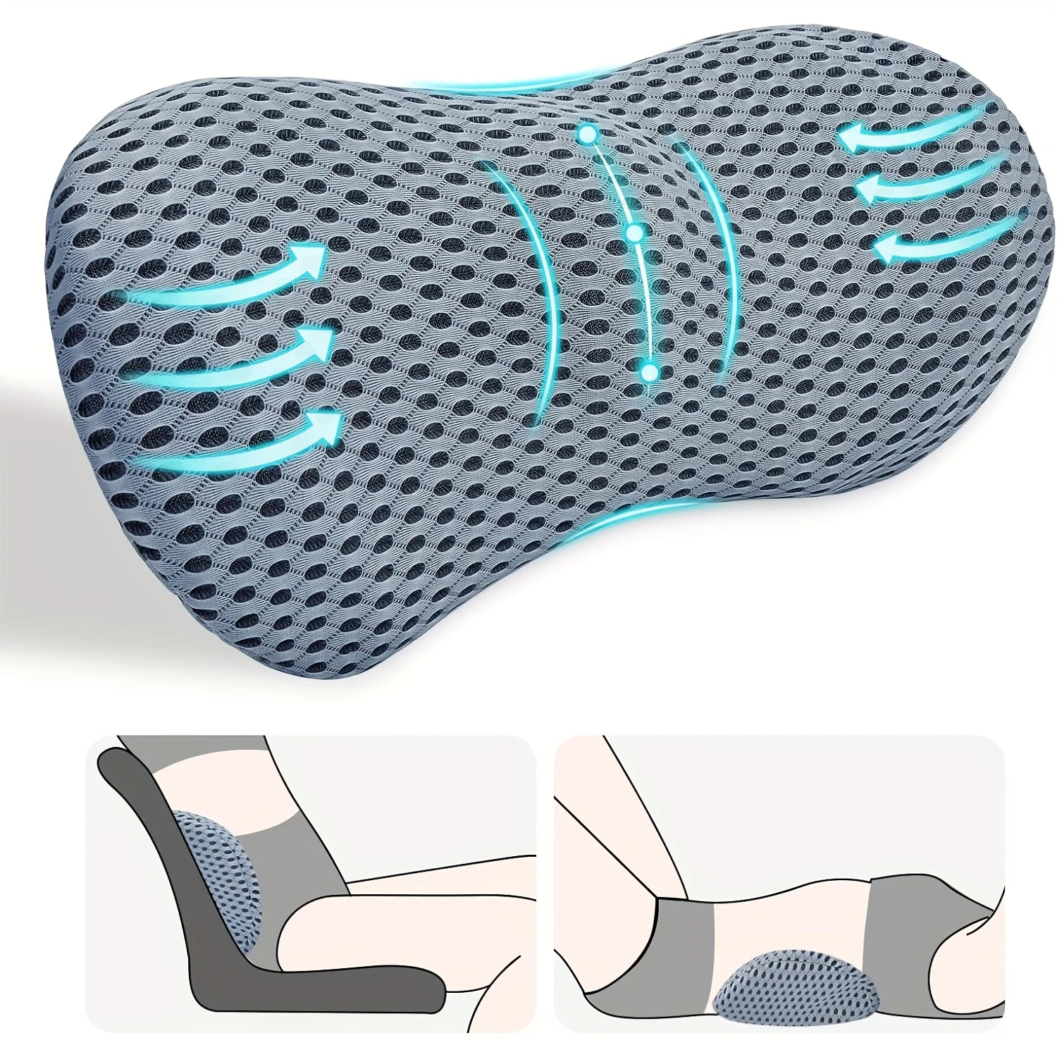 Lumbar Support Pillow, Back Pillow For Low Back Pain Relief, Ergonomic Streamline Car Seat, Office Chair, Recliner And Bed