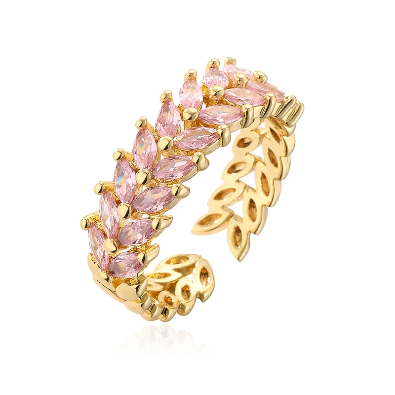 GANPUP Luxuriöser Weizenähnlicher Zirkonia Verstellbarer Offener Ring für Frauen, Trendiger Fingerring für den Alltag, Schmuckgeschenk – Detail 7