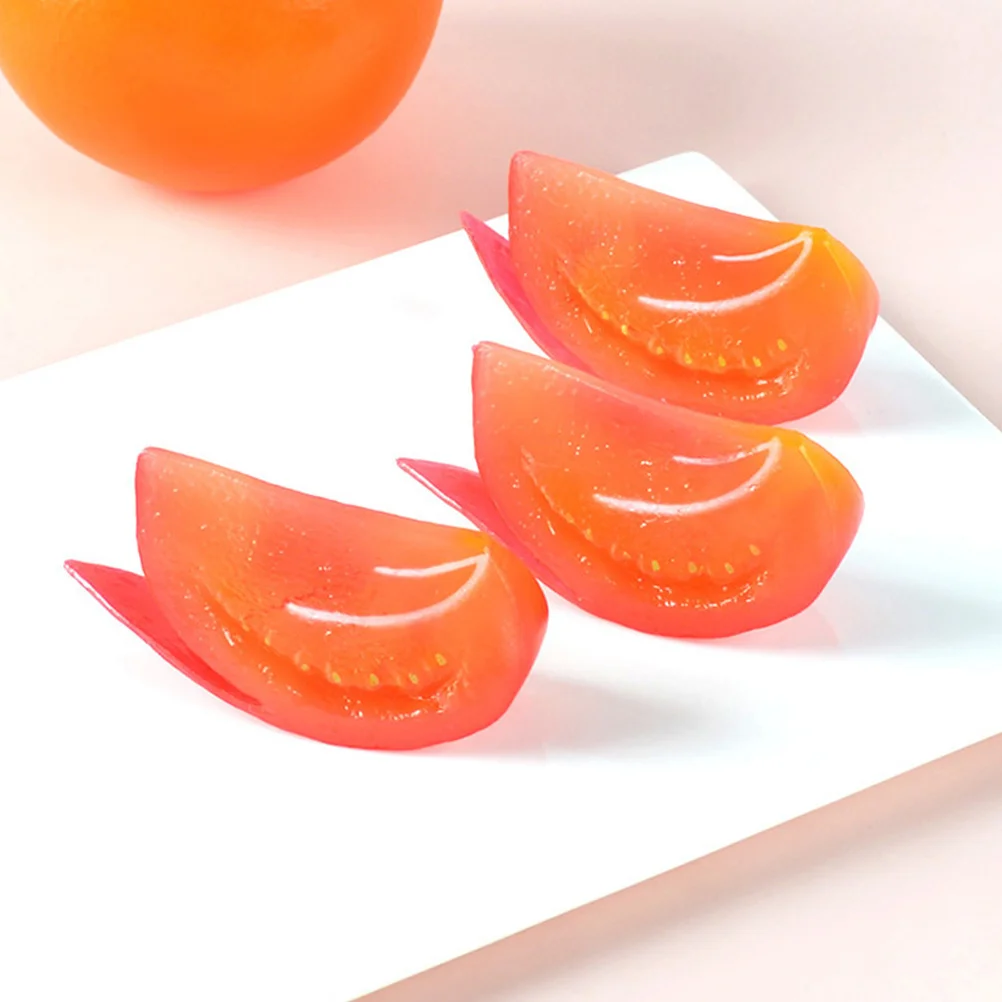 4 Pcs Simulated Tomato Lifelike Fake Slice Decorate Simulation Vegetable Models