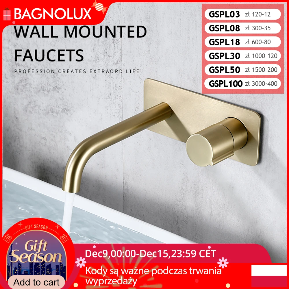 Bathroom Faucet Wall Mounted Mixer Sink Tap Dual Control Single Handle Faucet Solid Brass Rose Gold Tap Hot And Cold Water