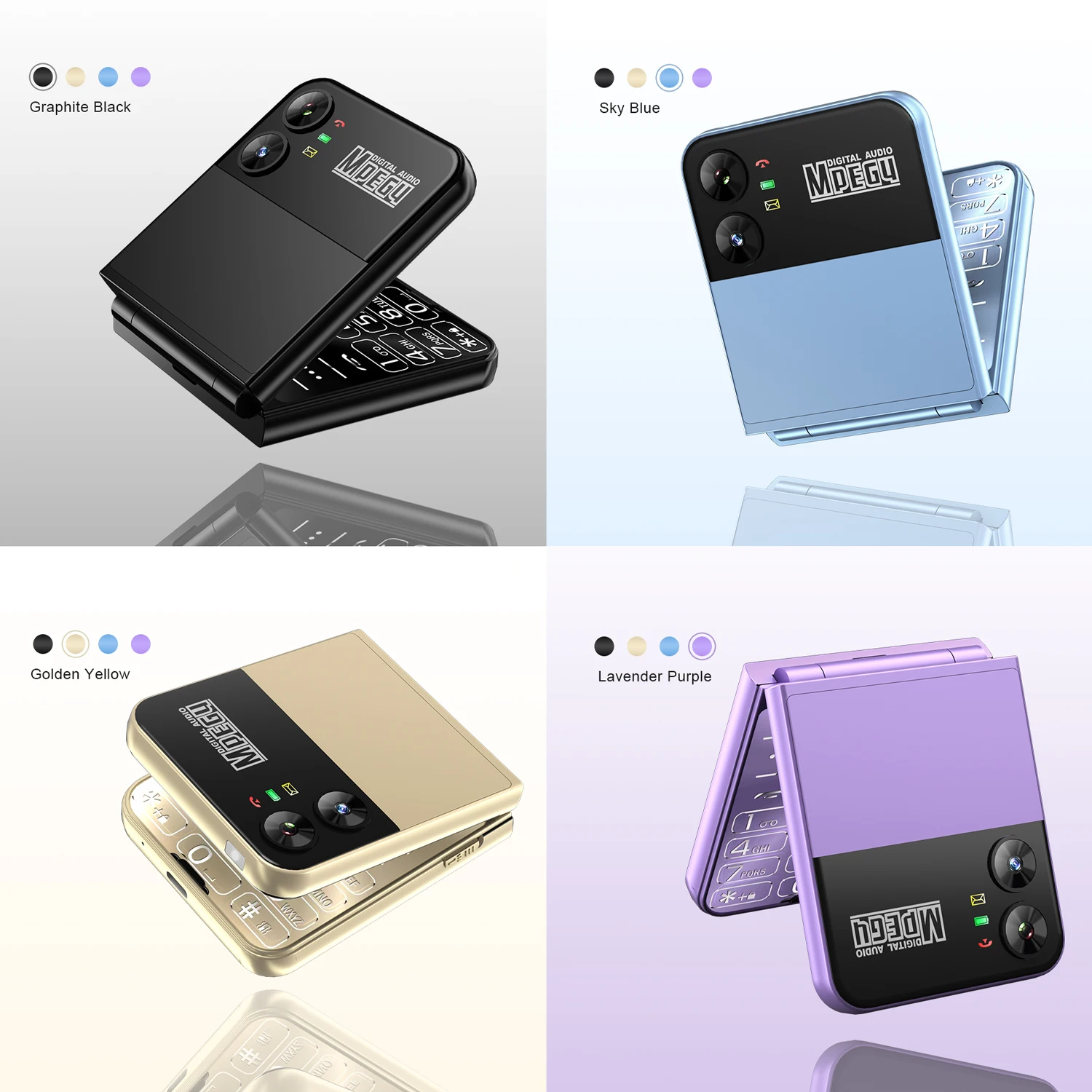 SERVO Flilo4 Mobile Phone 4 SIM Standby Speed Dial Magic Voice Blacklist Flashlight FM Radio 2.6"Display Flip Cellphones Type-C