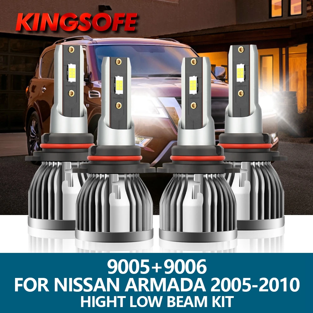 

4X Car LED Headlight 9005 HB3 9006 HB4 26000Lm 110W 6000K High Low Beam Bulbs For Nissan Armada 2005 2006 2007 2008 2009 2010